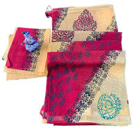 Kalamkari and Block Print Casual Saree.