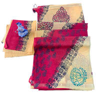 Kalamkari and Block Print Casual Saree.