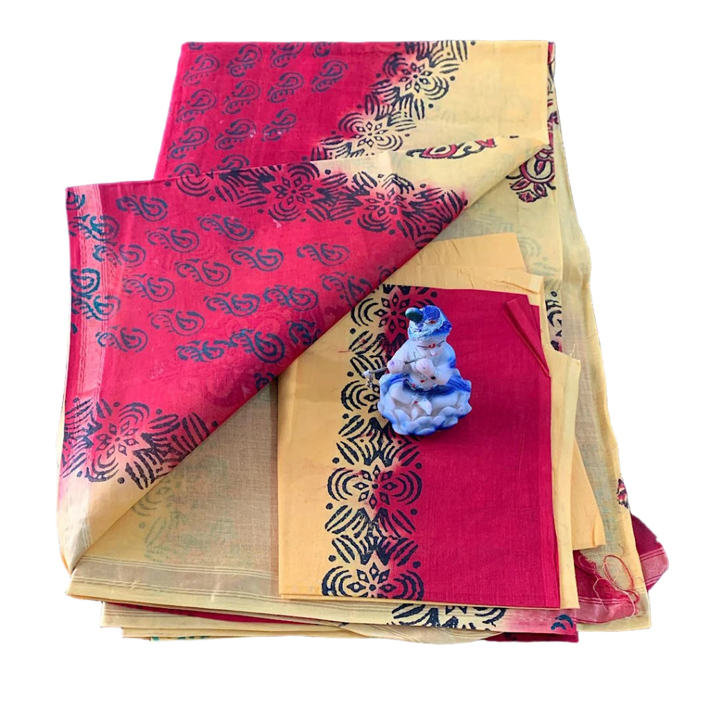 Kalamkari and Block Print Casual Saree.