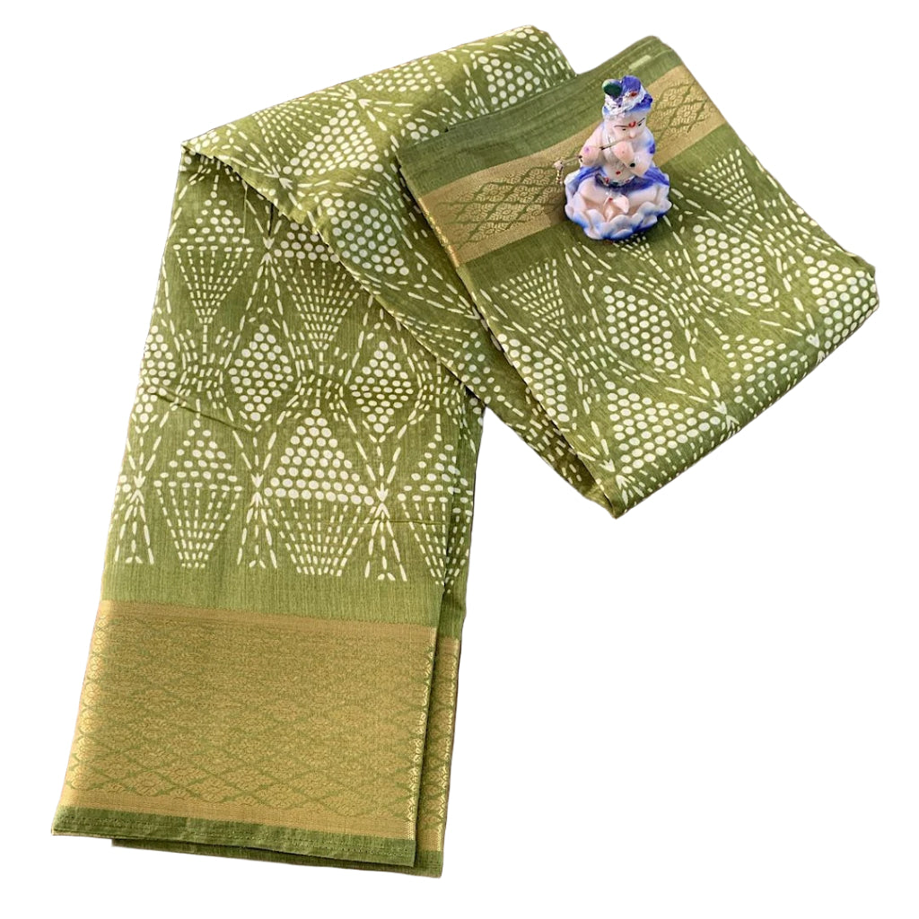 Bandhani-inspired Geometric Grid Saree