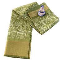 Bandhani-inspired Geometric Grid Saree