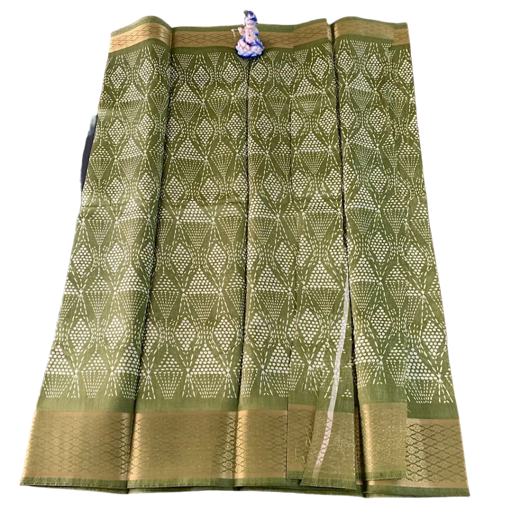 Bandhani-inspired Geometric Grid Saree