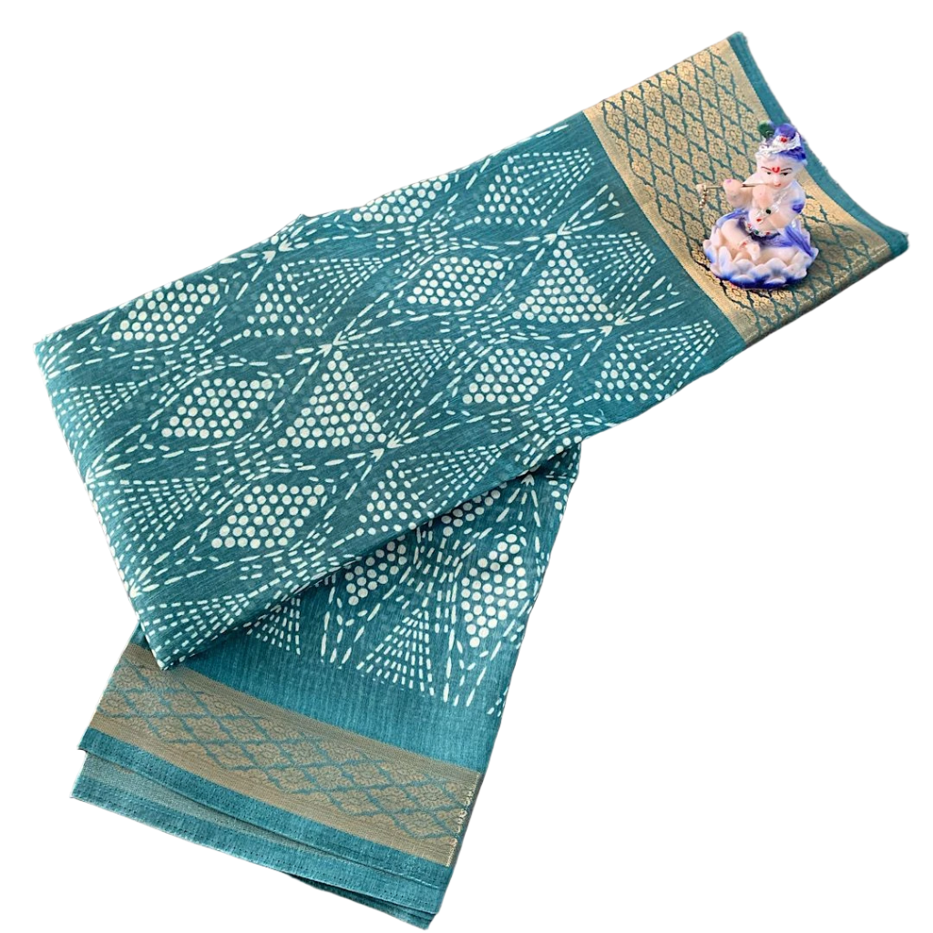 Bandhani-inspired Geometric Grid Saree