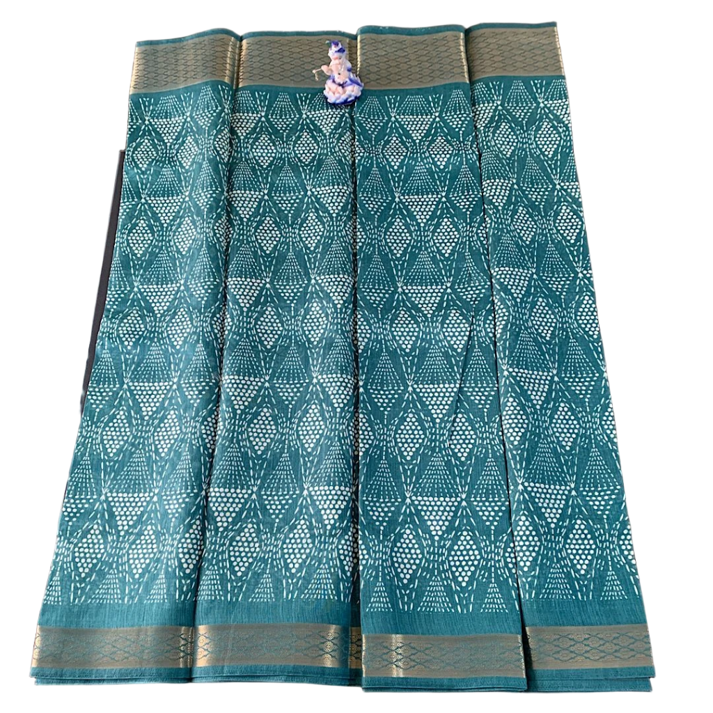 Bandhani-inspired Geometric Grid Saree