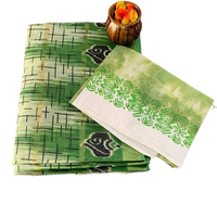 Mulmul Cotton Saree with Grid Pattern and Floral Bootis