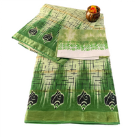 Mulmul Cotton Saree with Grid Pattern and Floral Bootis