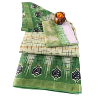 Mulmul Cotton Saree with Grid Pattern and Floral Bootis