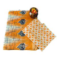 Mulmul Cotton Saree with Grid Pattern and Floral Bootis