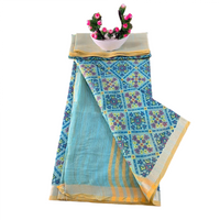Floral Print Linen Patola Ikat Saree