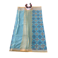 Floral Print Linen Patola Ikat Saree