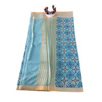 Floral Print Linen Patola Ikat Saree