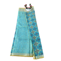 Floral Print Linen Patola Ikat Saree