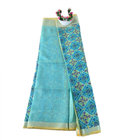 Floral Print Linen Patola Ikat Saree