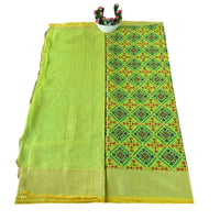 Floral Print Linen Patola Ikat Saree