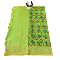 Floral Print Linen Patola Ikat Saree