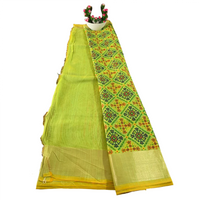 Floral Print Linen Patola Ikat Saree