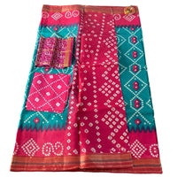 Linen Patola Ikat Saree with Purple Zari Border