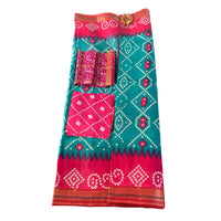 Linen Patola Ikat Saree with Purple Zari Border