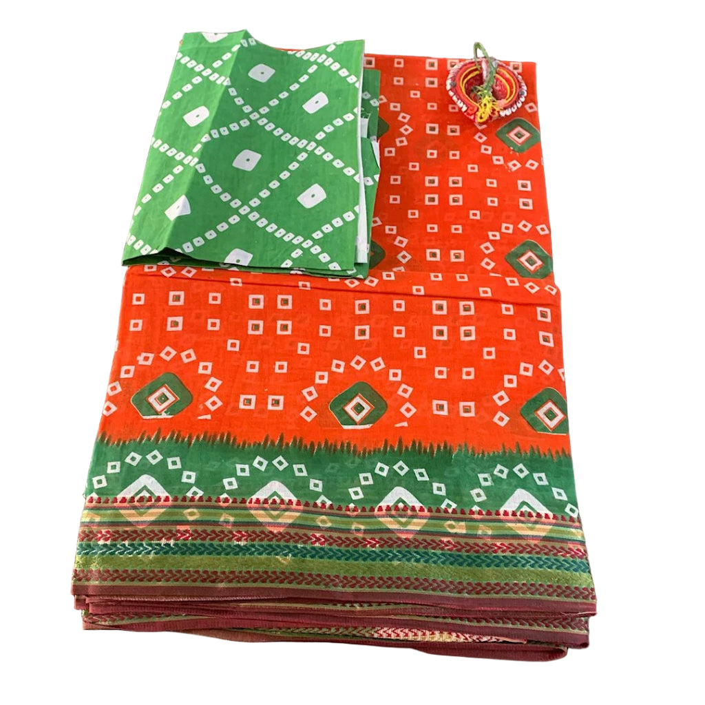 Traditional Bandhani Print Casual Saree.