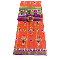 Linen Patola Ikat Saree with Purple Zari Border