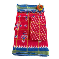 Linen Patola Ikat Saree with Purple Zari Border