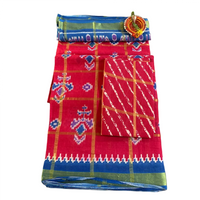 Linen Patola Ikat Saree with Purple Zari Border