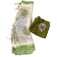 Floral Print Organza Saree