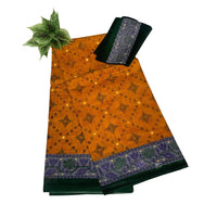 Handloom Mulmul Cotton Ikat Block Print Saree