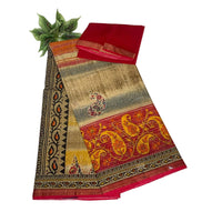 Bhagalpuri Tussar Silk Paisley Print Saree
