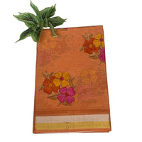 Organza Linen-Silk Embroidered Floral Saree