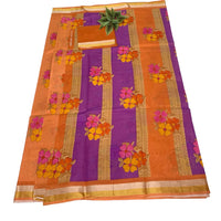 Organza Linen-Silk Embroidered Floral Saree