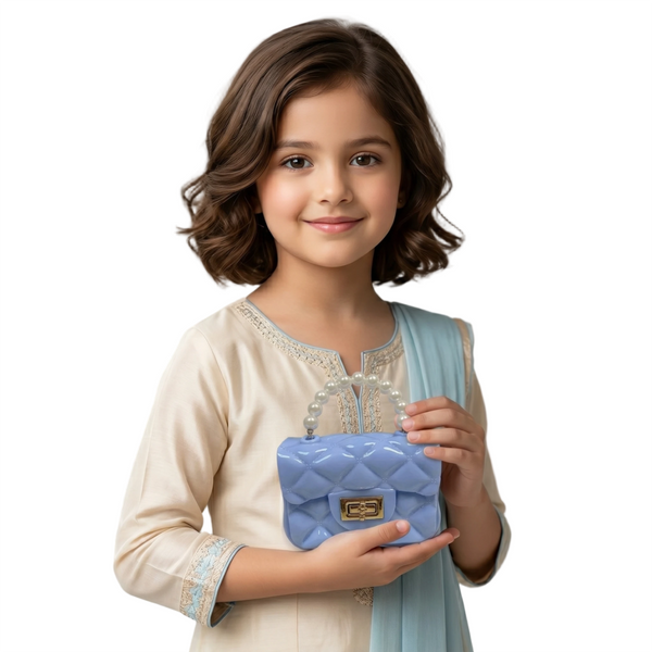 Kids Mini Quilted Pearl Handle Sling Bag