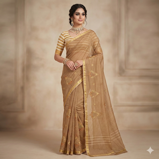 Classic Beauty with a golden touch Cotton saree
