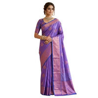 Purple Kanjeevaram Semi Pattu Silk Saree