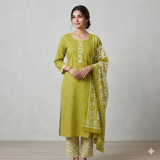 Leaf Charm Cotton  kurti set