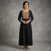 Meher Black Yoke Flare Dress