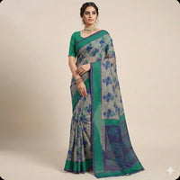 Neelika Gray  Cotton Floral Saree