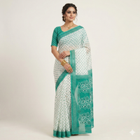 Ocean Blossom Printed Cotton Saree.