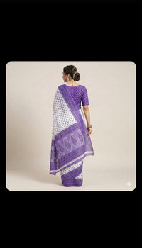 Ocean Blossom Printed Cotton Saree.