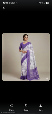 Ocean Blossom Printed Cotton Saree.