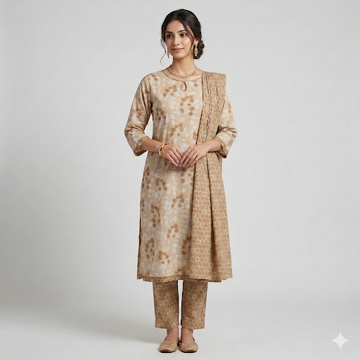 Zehra Grey Bloom – Elegant 3-Piece Suit Set